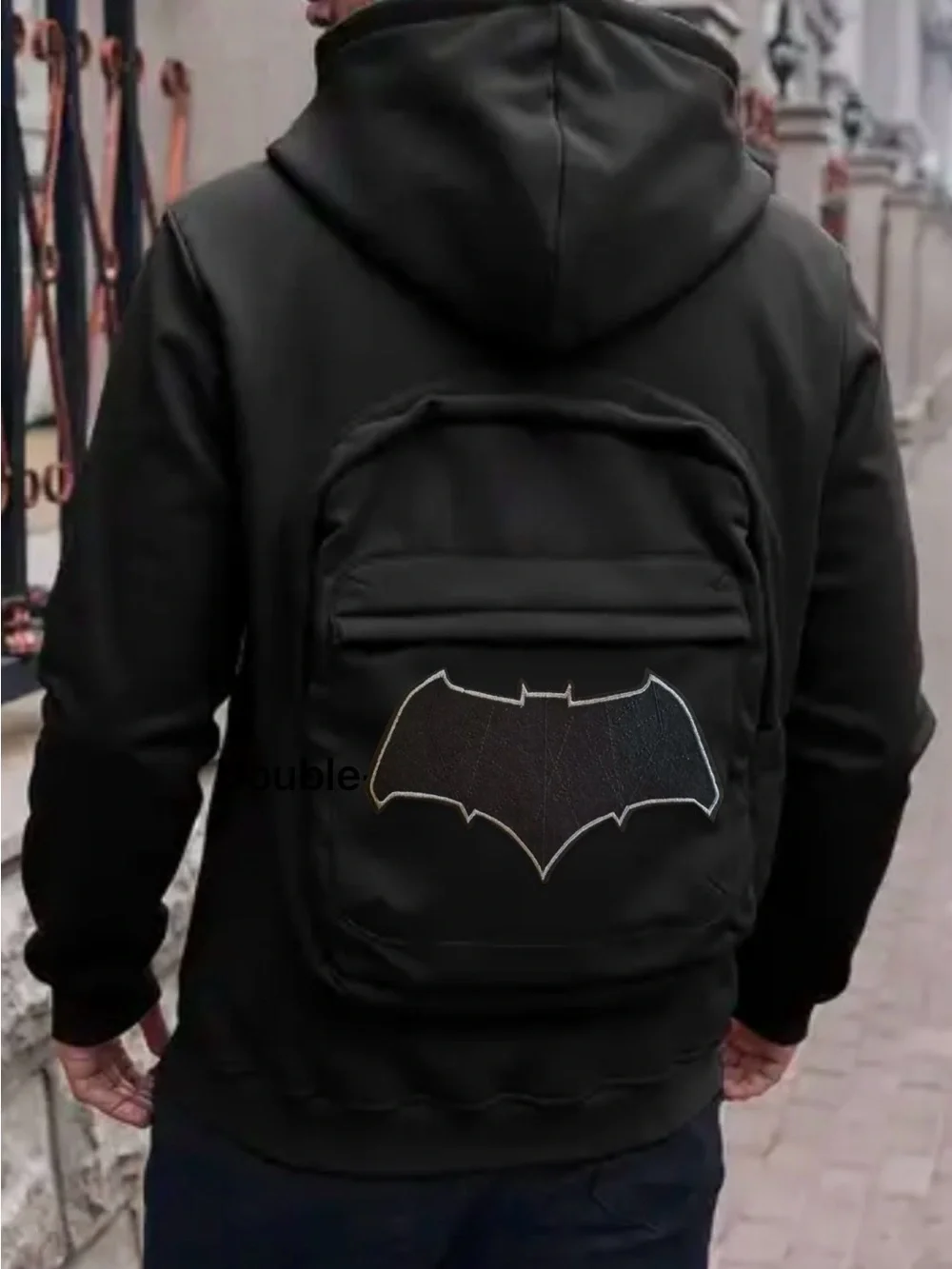 Black Men's Backpack Hoodie With Batman Insignia Size XXL